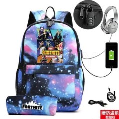 17 hüvelykes USB töltés FORTNITE Print hátizsák gyerekeknek iskolatáskák fiúk FORTNITE tinédzser hátizsák gyerekeknek rajzfilm h