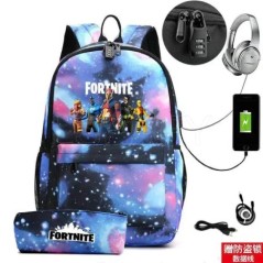 17 hüvelykes USB töltés FORTNITE Print hátizsák gyerekeknek iskolatáskák fiúk FORTNITE tinédzser hátizsák gyerekeknek rajzfilm h