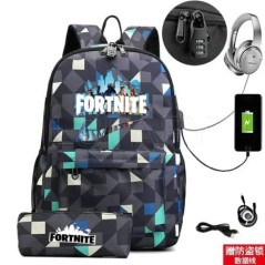 17 hüvelykes USB töltés FORTNITE Print hátizsák gyerekeknek iskolatáskák fiúk FORTNITE tinédzser hátizsák gyerekeknek rajzfilm h