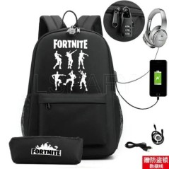 17 hüvelykes USB töltés FORTNITE Print hátizsák gyerekeknek iskolatáskák fiúk FORTNITE tinédzser hátizsák gyerekeknek rajzfilm h