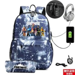 17 hüvelykes USB töltés FORTNITE Print hátizsák gyerekeknek iskolatáskák fiúk FORTNITE tinédzser hátizsák gyerekeknek rajzfilm h