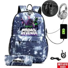 17 hüvelykes USB töltés FORTNITE Print hátizsák gyerekeknek iskolatáskák fiúk FORTNITE tinédzser hátizsák gyerekeknek rajzfilm h