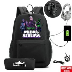 USB töltő vászon hátizsák Mochila Escolar FORTNITE játék Anime lány fiúknak iskolai hátizsák táskák utazási hátizsák