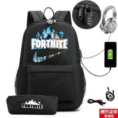 USB töltő vászon hátizsák Mochila Escolar FORTNITE játék Anime lány fiúknak iskolai hátizsák táskák utazási hátizsák