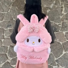 Új Sanrio Cartoon Lovely plüss hátizsák Cinnamoroll Kuromi Girl Heart nagy kapacitású My Melody válltáska gyerek karácsonyi aján