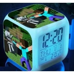 Minecraft 7colors Zombi figura Ébresztőóra Steve Gyémánt kard Led Asztali Digitális órák Hálószoba dekoráció Játék gyerekeknek s