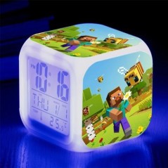 Minecraft 7colors Zombi figura Ébresztőóra Steve Gyémánt kard Led Asztali Digitális órák Hálószoba dekoráció Játék gyerekeknek s