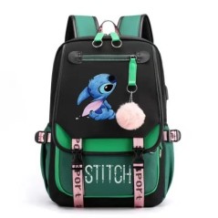 MINISO Disney Stitch Kids Hátizsák Rajzfilm Stitch Print Óvodai tolltartó Fiú Lány Válltáska Gyermek iskolatáska Ajándék