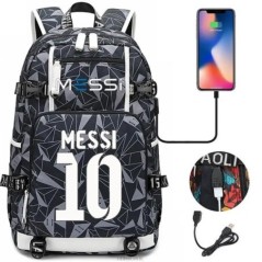 Futball Messi hátizsák kapacitás utazási fekete USB töltő iskolatáskák vízálló 15,6 hüvelykes laptop Mochila Escolar