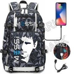 Futball Messi hátizsák kapacitás utazási fekete USB töltő iskolatáskák vízálló 15,6 hüvelykes laptop Mochila Escolar