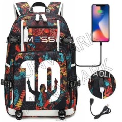 Futball Messi hátizsák kapacitás utazási fekete USB töltő iskolatáskák vízálló 15,6 hüvelykes laptop Mochila Escolar