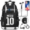 Futball Messi hátizsák kapacitás utazási fekete USB töltő iskolatáskák vízálló 15,6 hüvelykes laptop Mochila Escolar