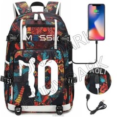 Futball Messi hátizsák kapacitás utazási fekete USB töltő iskolatáskák vízálló 15,6 hüvelykes laptop Mochila Escolar