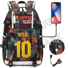 Futball Messi hátizsák kapacitás utazási fekete USB töltő iskolatáskák vízálló 15,6 hüvelykes laptop Mochila Escolar