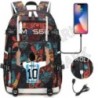 Futball Messi hátizsák kapacitás utazási fekete USB töltő iskolatáskák vízálló 15,6 hüvelykes laptop Mochila Escolar