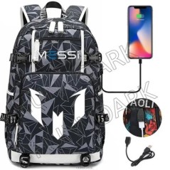 Futball Messi hátizsák kapacitás utazási fekete USB töltő iskolatáskák vízálló 15,6 hüvelykes laptop Mochila Escolar