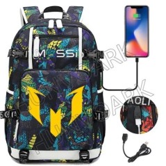 Futball Messi hátizsák kapacitás utazási fekete USB töltő iskolatáskák vízálló 15,6 hüvelykes laptop Mochila Escolar