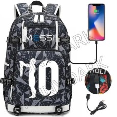 Futball Messi hátizsák kapacitás utazási fekete USB töltő iskolatáskák vízálló 15,6 hüvelykes laptop Mochila Escolar