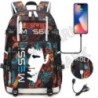 Futball Messi hátizsák kapacitás utazási fekete USB töltő iskolatáskák vízálló 15,6 hüvelykes laptop Mochila Escolar