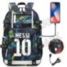 Futball Messi hátizsák kapacitás utazási fekete USB töltő iskolatáskák vízálló 15,6 hüvelykes laptop Mochila Escolar