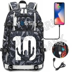 Futball Messi hátizsák kapacitás utazási fekete USB töltő iskolatáskák vízálló 15,6 hüvelykes laptop Mochila Escolar