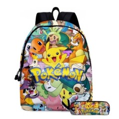 MINISO 3 PC-s szett Pikachu Pokémon hátizsák általános és középiskolás diákok iskolatáska fiúk lányok anime rajzfilm iskolatáska