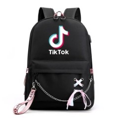 TIK TOK Hátizsák Iskolatáskák Laptop Utazótáskák Lányoknak Fiúk Tinédzser notebook Hátizsák Nylon Mochila Szalaggal