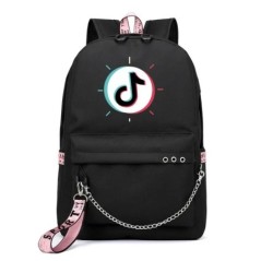 TIK TOK Hátizsák Iskolatáskák Laptop Utazótáskák Lányoknak Fiúk Tinédzser notebook Hátizsák Nylon Mochila Szalaggal