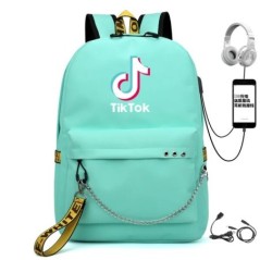 TIK TOK Hátizsák Iskolatáskák Laptop Utazótáskák Lányoknak Fiúk Tinédzser notebook Hátizsák Nylon Mochila Szalaggal