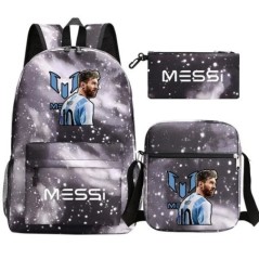 Új Messi hátizsákok 3db Football Stars Printe Könnyű, Egyszerű Laptop Iskolai Táskák Középiskolások Mochilas