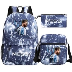 Új Messi hátizsákok 3db Football Stars Printe Könnyű, Egyszerű Laptop Iskolai Táskák Középiskolások Mochilas