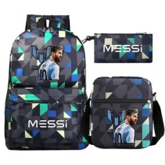 Új Messi hátizsákok 3db Football Stars Printe Könnyű, Egyszerű Laptop Iskolai Táskák Középiskolások Mochilas