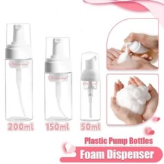 50 ml/150 ml/200 ml habzó szappanpalack üres műanyag habos arctisztító pumpás flakon utazási újratölthető lotion sampon adagoló