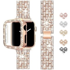 Apple Watch Band Ultra 49mm 45mm 41mm 40/44mm 42mm csillogó fémszíj gyémánt védőtokhoz iWatch Series 9 8 7 6 5 4 SE