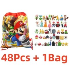 12 db/24 db/48 db Super Mario Bros akciófigurák Kawaii Bowser Anime figura tárolótáskával gyerekeknek játékok ajándékok