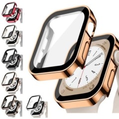 Edzett üveg+tok Apple Watch szíjhoz ultra2 44 mm 40mm PC Edge képernyővédő fólia iWatch sorozat 9 8 7 6 5 4 se 41 mm 45 mm