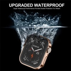 Edzett üveg+tok Apple Watch szíjhoz ultra2 44 mm 40mm PC Edge képernyővédő fólia iWatch sorozat 9 8 7 6 5 4 se 41 mm 45 mm