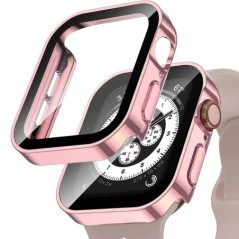 Edzett üveg+tok Apple Watch szíjhoz ultra2 44 mm 40mm PC Edge képernyővédő fólia iWatch sorozat 9 8 7 6 5 4 se 41 mm 45 mm