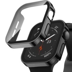 Edzett üveg+tok Apple Watch szíjhoz ultra2 44 mm 40mm PC Edge képernyővédő fólia iWatch sorozat 9 8 7 6 5 4 se 41 mm 45 mm