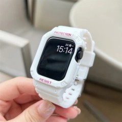 Korea Sport átlátszó szíj + tok Apple Watch 7 6 SE 5 4 3 átlátszó szilikon szíjhoz iWatch 41mm 45mm 38mm 40mm 44mm 42mm correáho