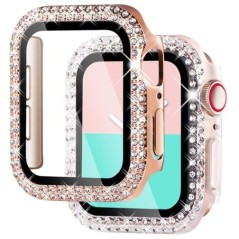 Átlátszó Hollow Bling Diamond PC-tok Apple Watchhoz 38 42 40 44 41 45 mm-es védőburkolat iWatch Series 7 6 5 4 3 2 SE számára