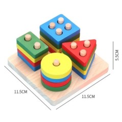 Baba oktatójáték Montessori fából készült 3D játékok Gyermekkori tanuló gyerekek Baba színes fakockák gyerekeknek karácsonyi ajá