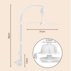 Csecsemőágy mobil ágy csengő tartó 0-12 hónapig 360°-ban forgó körhinta tartó + zenedoboz csecsemő újszülött lány fiú akasztós j