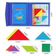 Fából készült kirakós mágneses tangram rejtvénykönyv Oktató játékok gyerekeknek Baba gyerek Hordozható Montessori tanulási intel