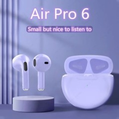 Air Pro 6 TWS Bluetooth fülhallgató vezeték nélküli fejhallgató HiFi basszus játék fejhallgató érintőképernyős vezérlés 6 generá