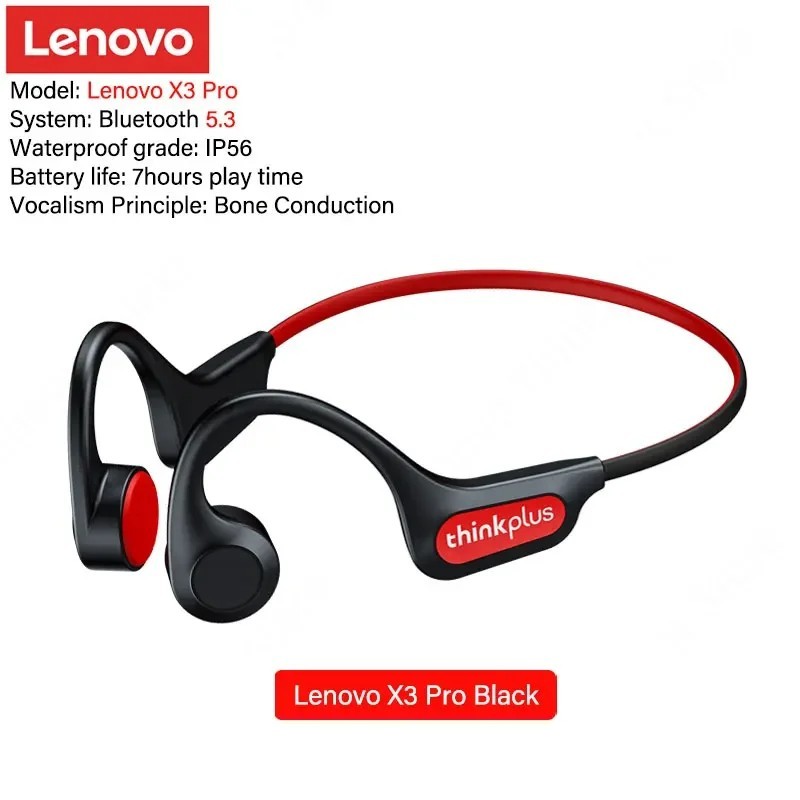 Eredeti Lenovo X3 Pro X4 X5 Bone Conduction fejhallgató Bluetooth 5.3 Hifi Fül-akasztós vezeték nélküli fejhallgató Mic Sport fü