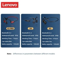 Eredeti Lenovo X3 Pro X4 X5 Bone Conduction fejhallgató Bluetooth 5.3 Hifi Fül-akasztós vezeték nélküli fejhallgató Mic Sport fü