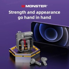 Eredeti Monster XKT15 vezeték nélküli Bluetooth 5.3 fülhallgató TWS Gaming fülhallgató RGB Flip Cover Design Headset Alacsony ké