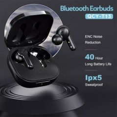 QCY T13 Bluetooth fejhallgató V5.1 vezeték nélküli TWS fülhallgató, érintőképernyős fülhallgató 4 mikrofon ENC HD hívási fejhall