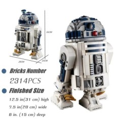 Raktáron 75308 ÚJ FIT 2314 DB R2D2 Robot Star Space Union Modell Építőkocka Tégla Fiú Születésnapi Karácsonyi ajándék játék gyer